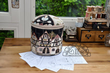 Load image into Gallery viewer, Townhouses in Alsace-XLround box, pattern by MJJENEKDESIGNS