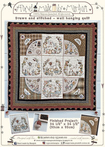 Drawn and stitched - wall hanging quilt,  Quilt pattern by MJJenek