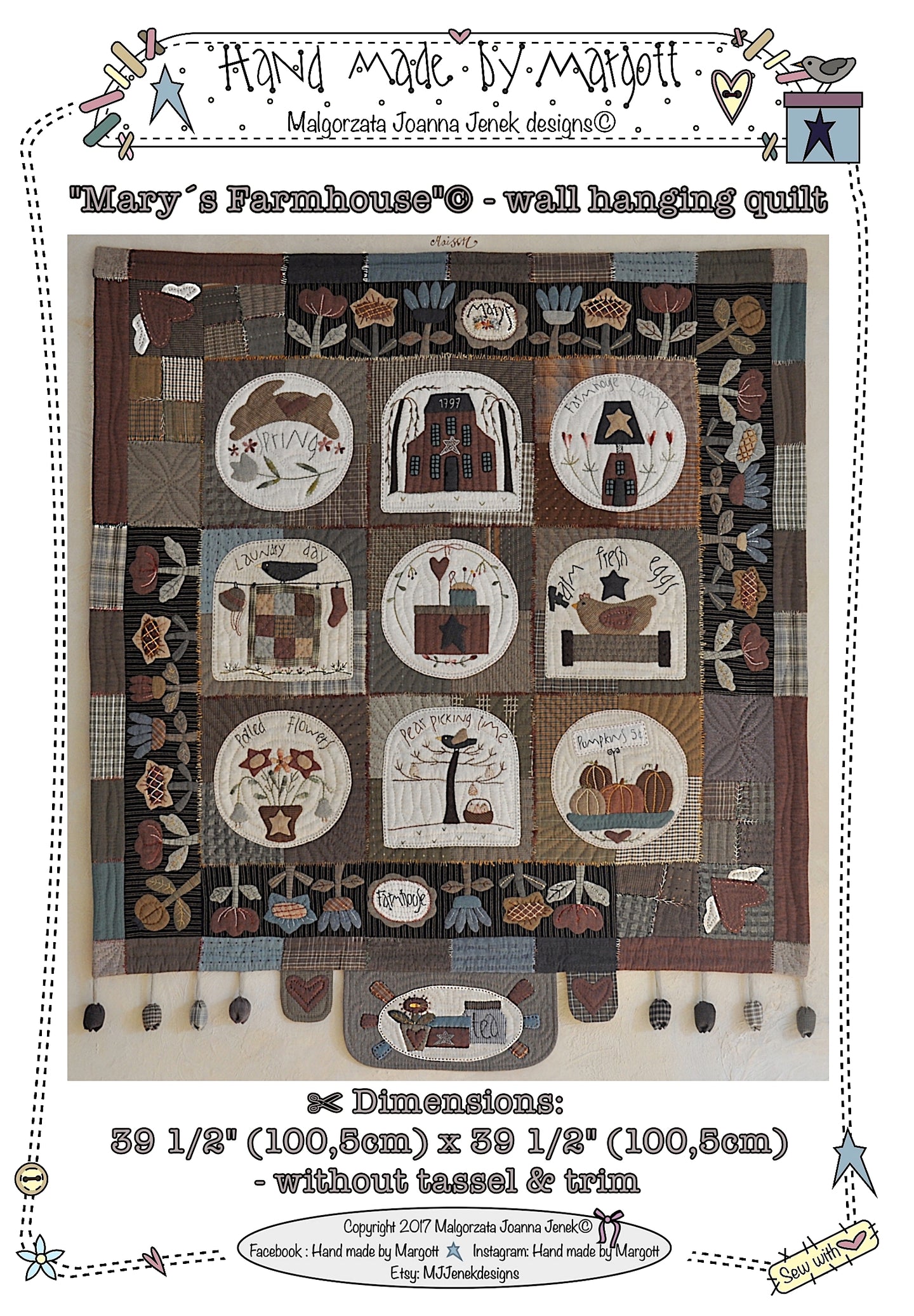 Mary's Farmhouse – wall hanging quilt - MJJ quilt pattern
