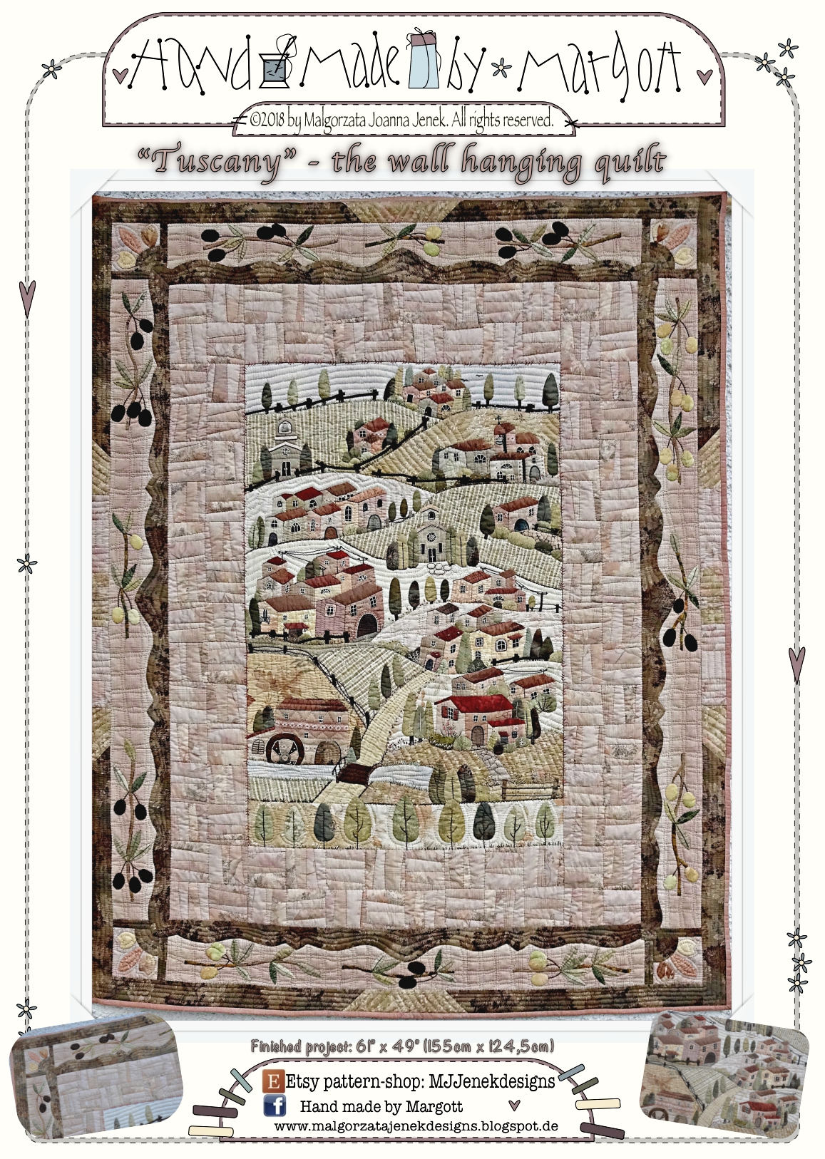 Tuscany - wall hanging quilt, pattern by MJJ