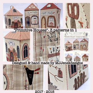 Primitive Houses - 3 boxes , 3 projects in 1 - MJJ  quilt pattern for boxes