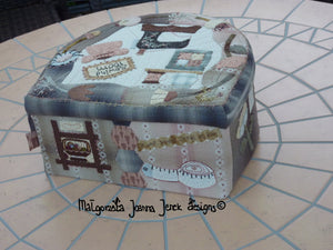 My Sewing Room – half round box -  MJJ quilt pattern for  sewing box